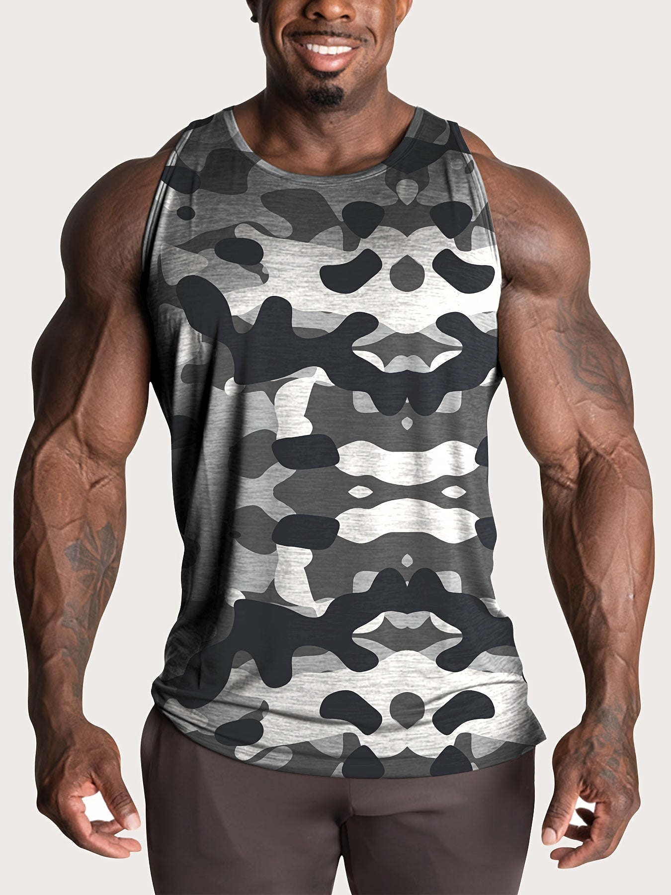 [4pcs Camo Tank Tops] 4pcs Plus Size Men's Camouflage Tank Tops