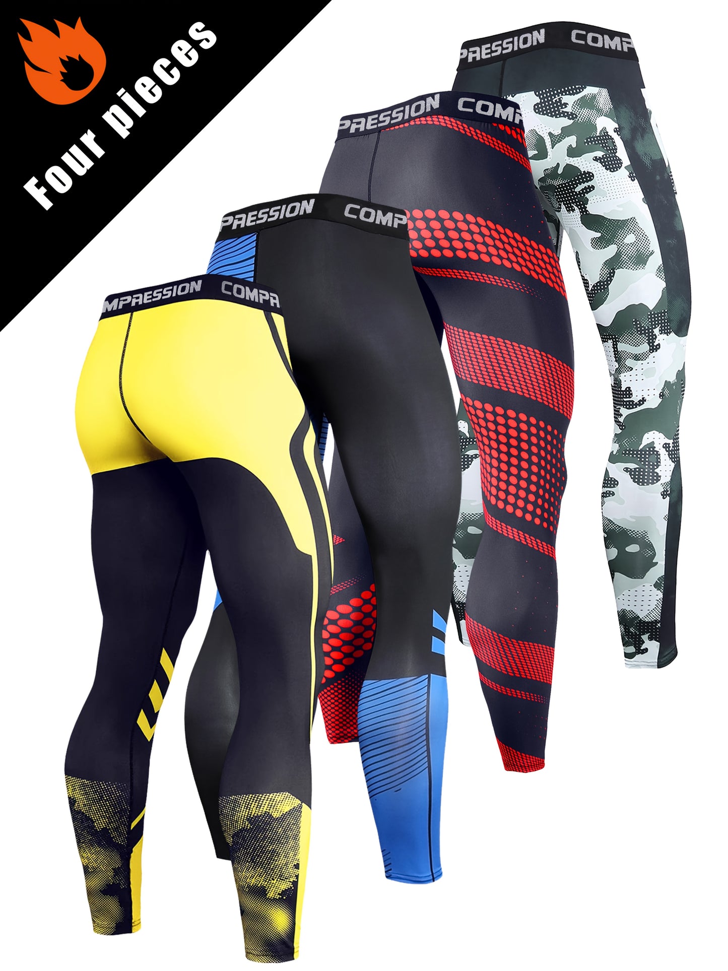 4pcs set of Men's sports leggings