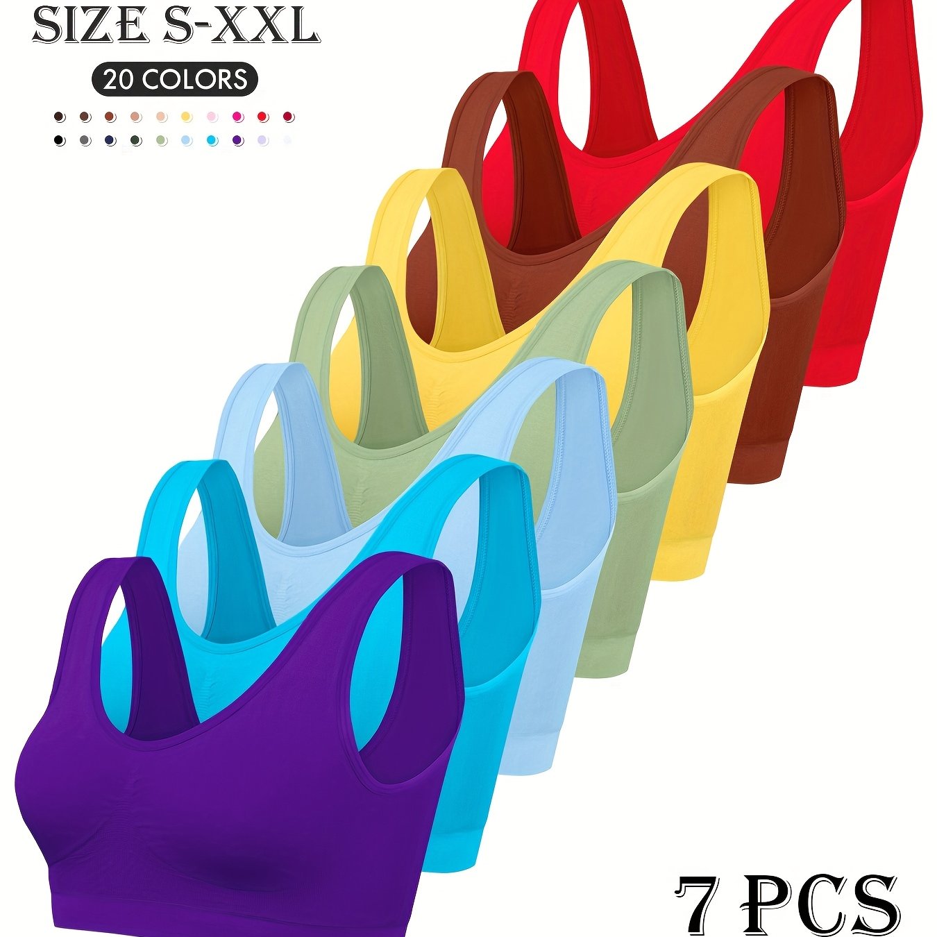 NADIA GO Seamless Sports Bras Set 7 Piece Essentials Pack