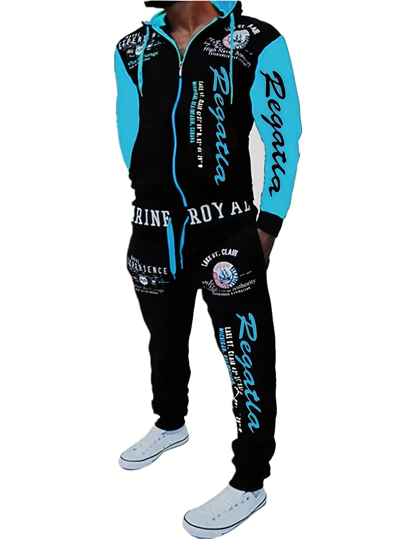 Men's Hooded Letter Printed Sportswear Set,