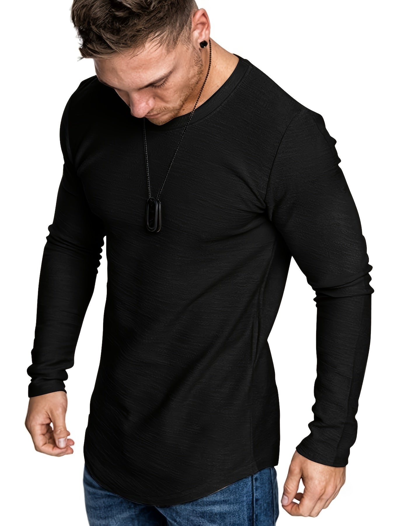 5pcs Men's Premium Quick-Dry Long Sleeve Athletic T-Shirts