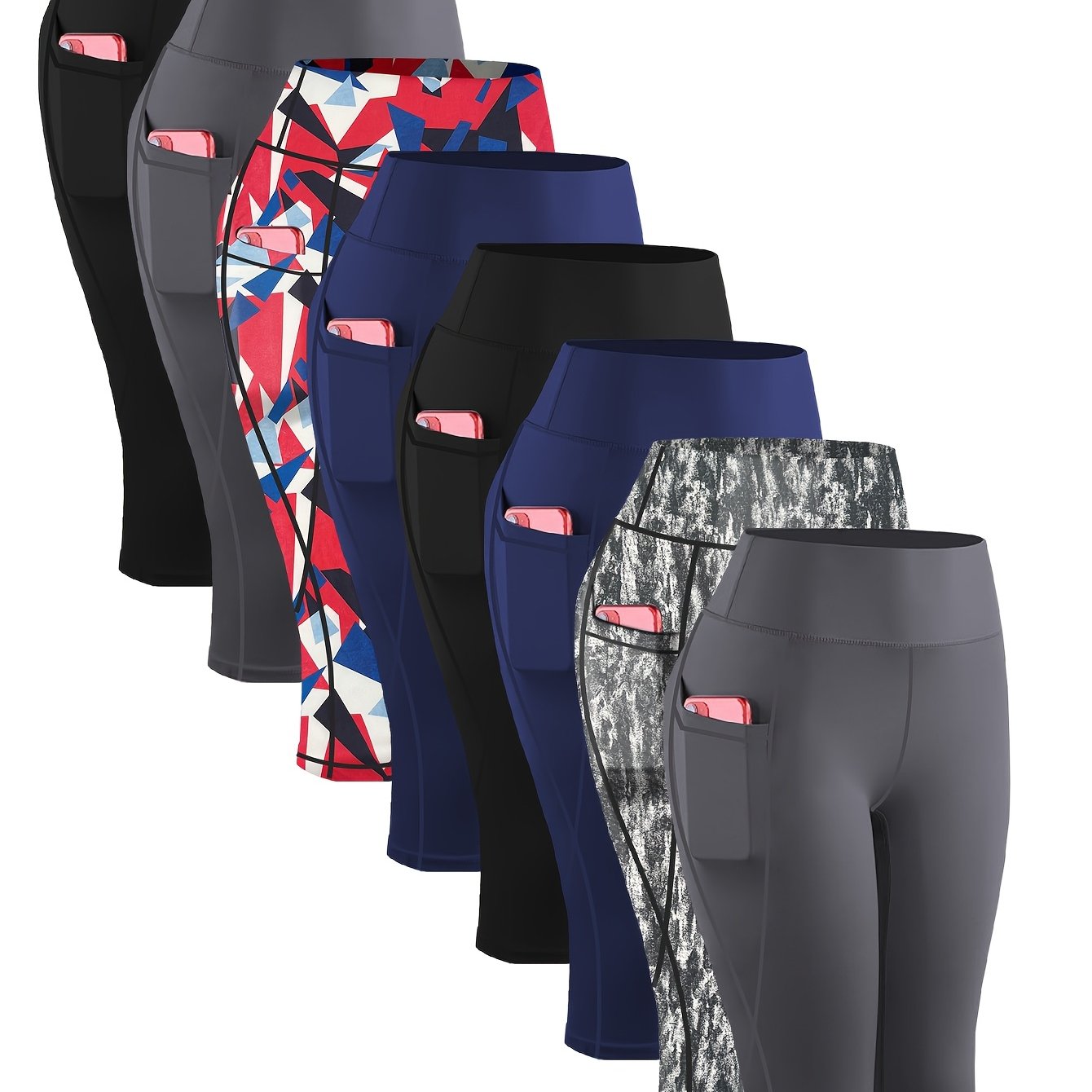 [Stretchy | Yoga] 8pcs Plus Size High-Waisted Yoga Leggings |