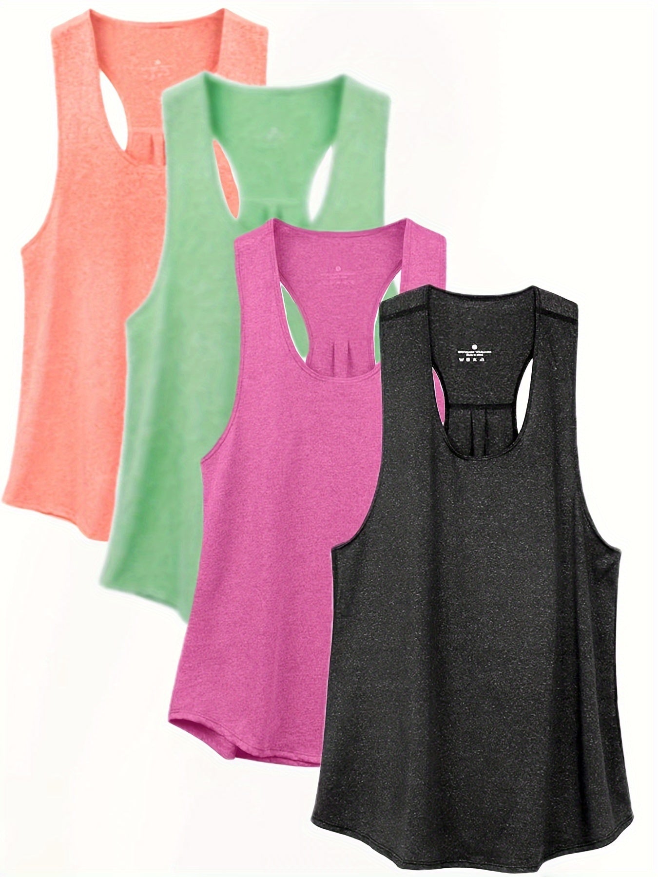 4pcs Quick-drying Sleeveless Racerback Tank Top for Fitness Training