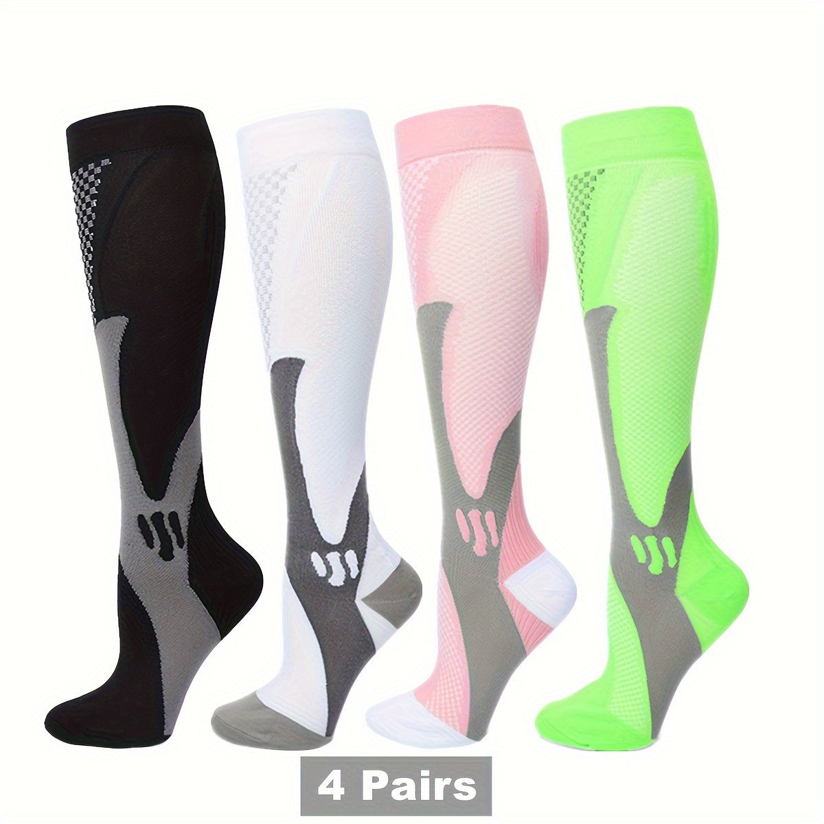 Knee High Compression Socks for Men and Women 4 Pairs