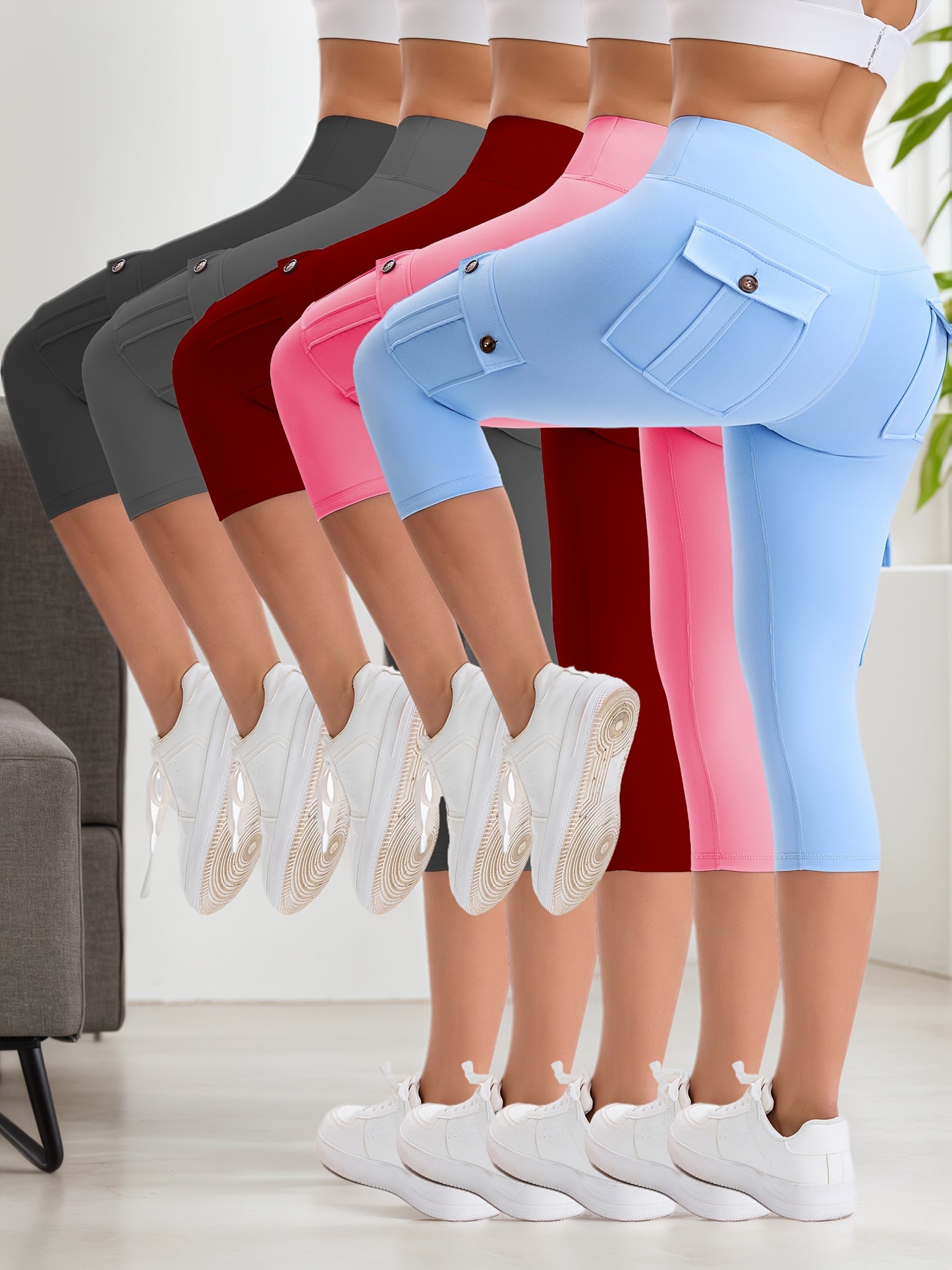 5pcs High Waist Yoga Cap