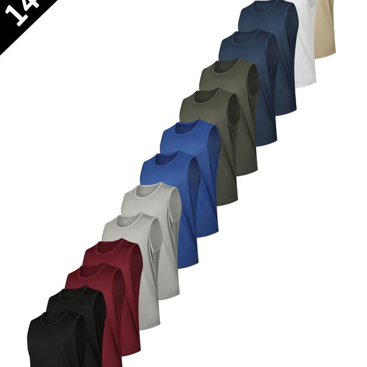14 Pack Men'S Breathable Crew Neck Vest