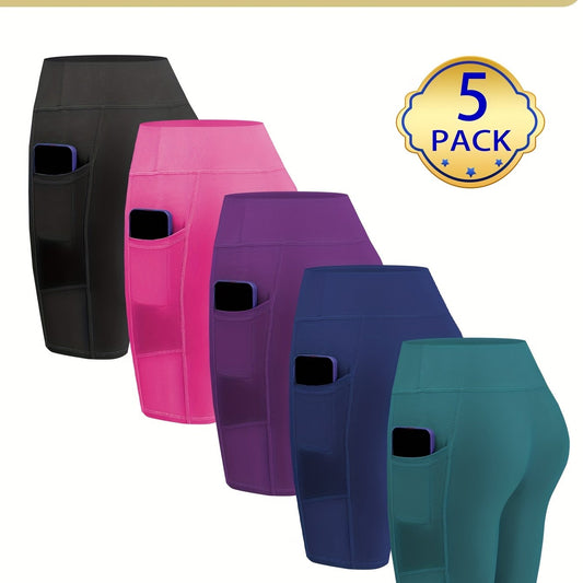 Women'S 5pcs High-Waisted Athletic Shorts Set