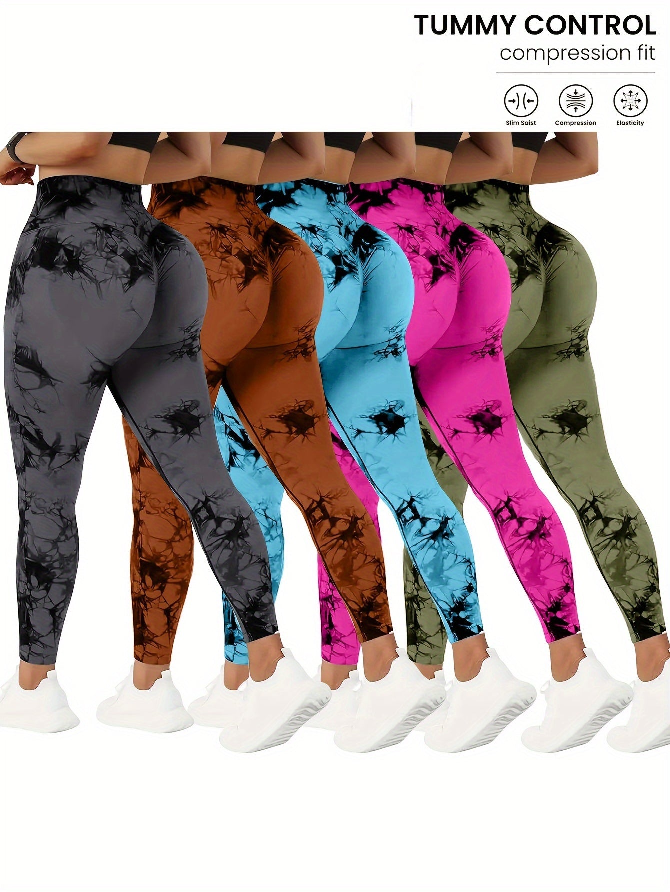 5-Pack Tummy Control Yoga Pants