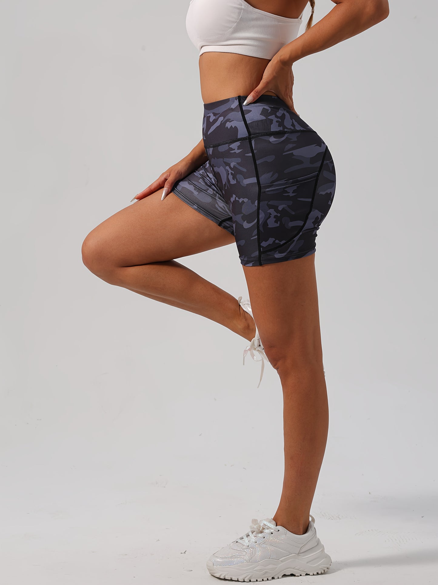 Yoga Shorts Set With Belly Support Pockets And Stretch