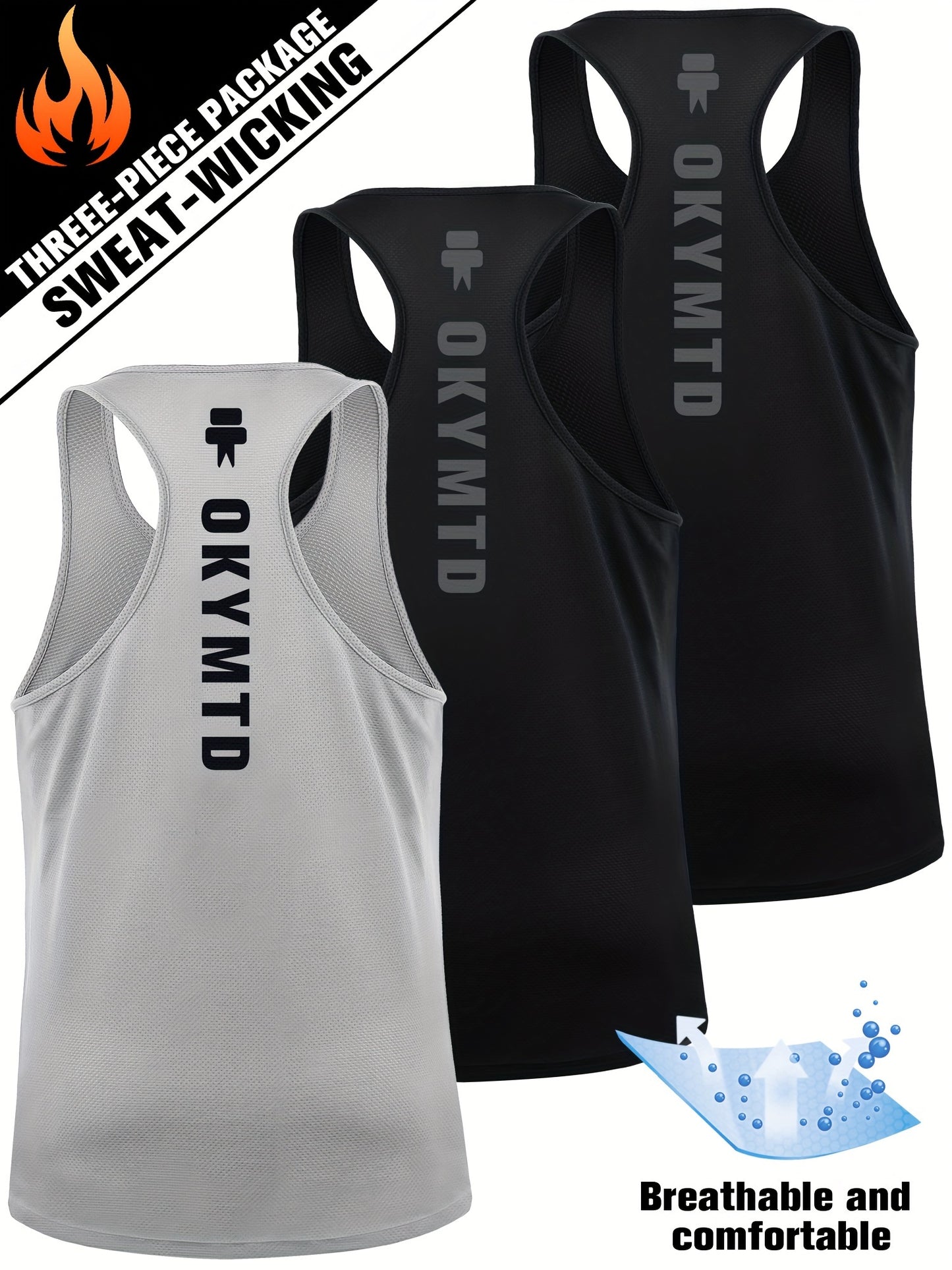 3pcs Quick Dry Men's Athletic Tank Tops