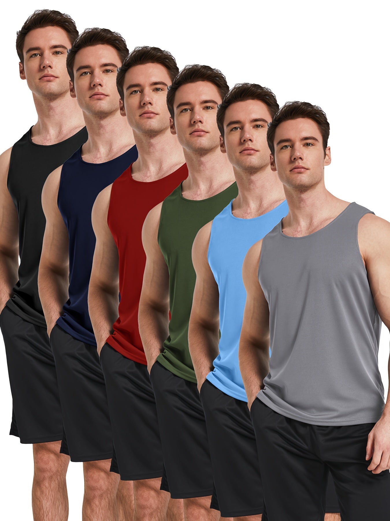 TELALEO Men's Athletic Tank Tops - 6pcs,