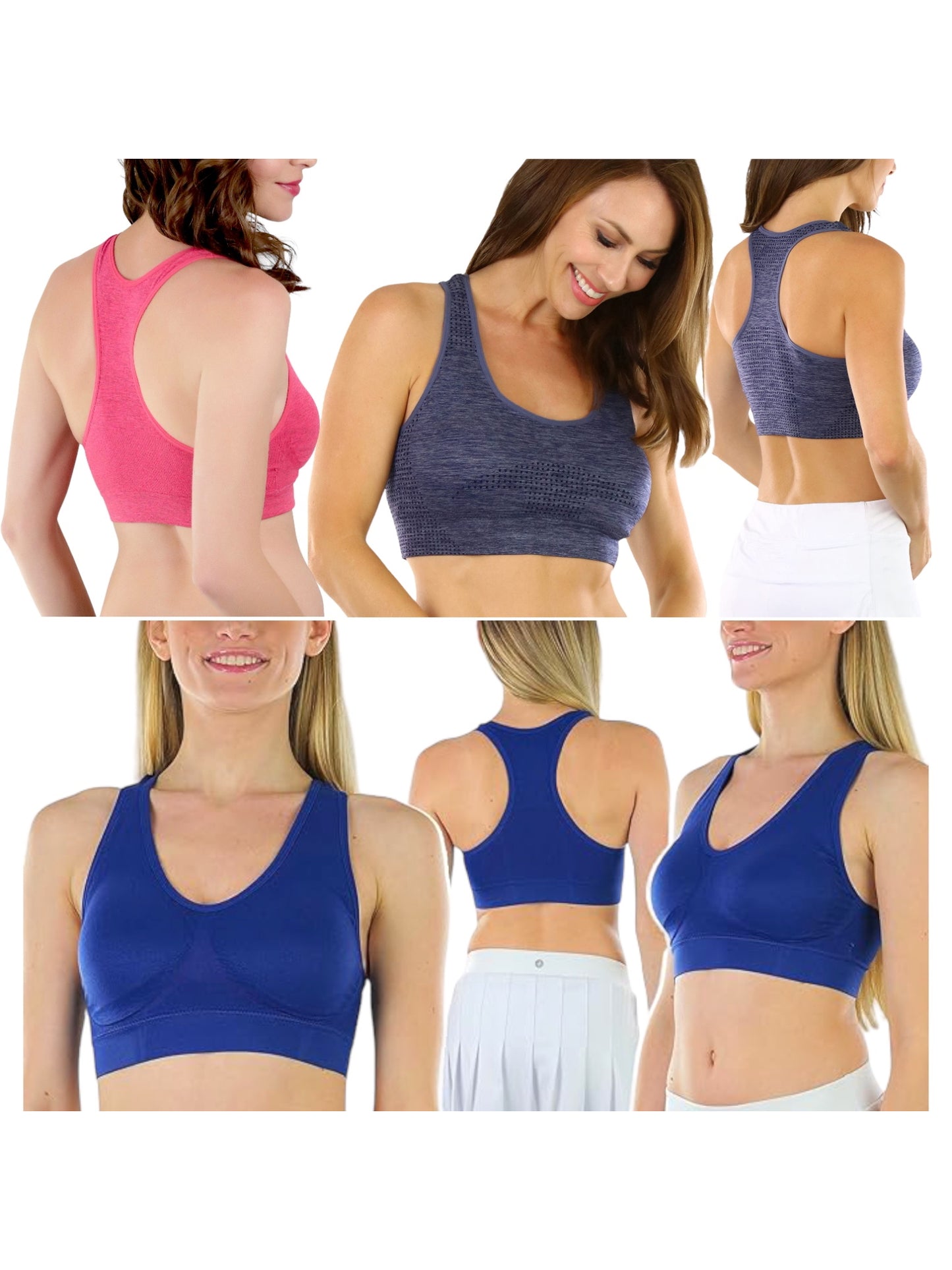 Women's 3-Item Pack of Randomly Assorted Seamless Racerback Bras