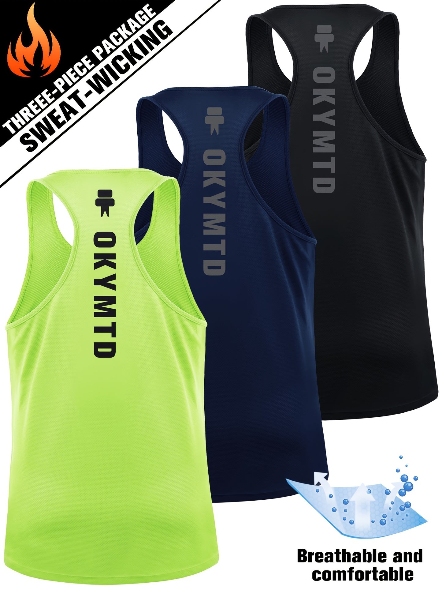 3pcs Quick Dry Men's Athletic Tank Tops