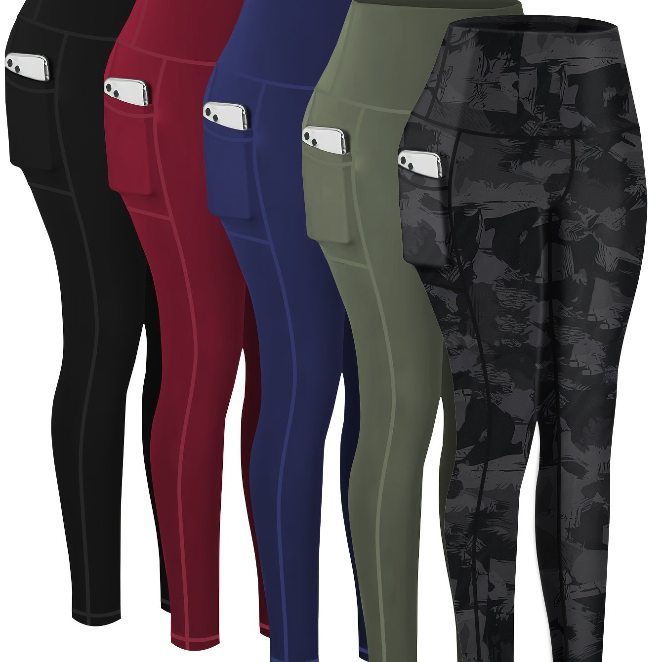 5-Pack Plus Size Sports Leggings For Women,