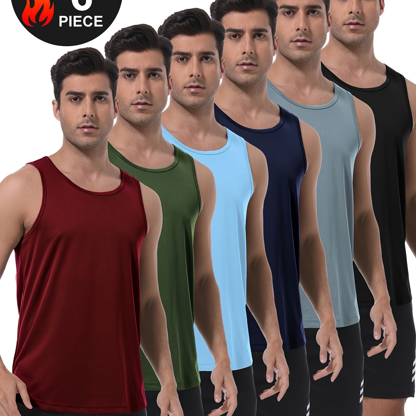 6pcs Men's Quick-Dry Athletic Tank Tops -