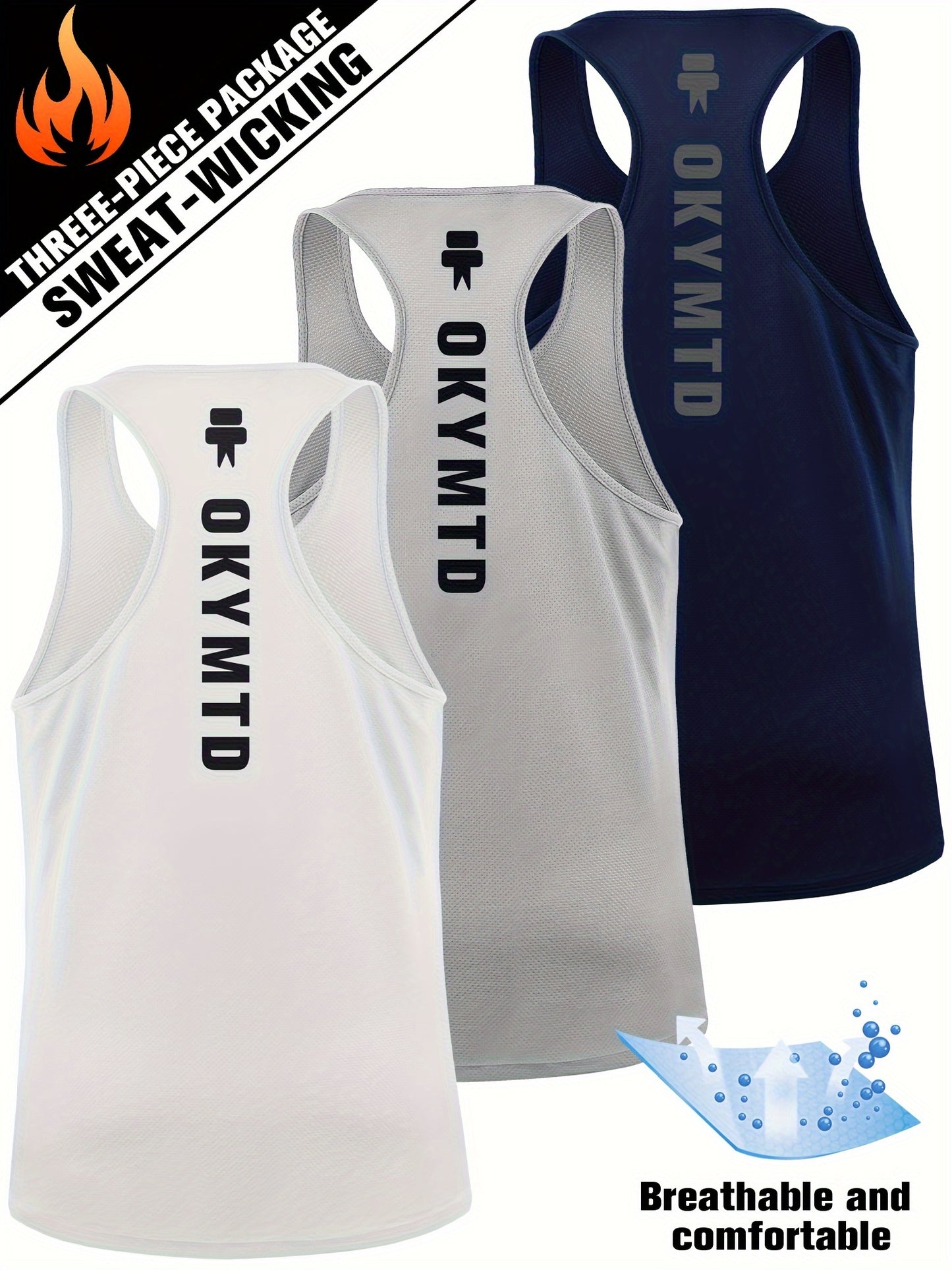 3pcs Quick Dry Men's Athletic Tank Tops