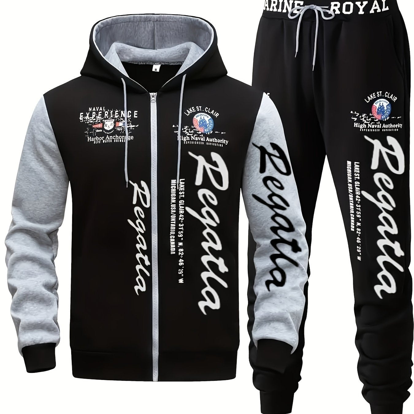 Men's Hooded Letter Printed Sportswear Set,