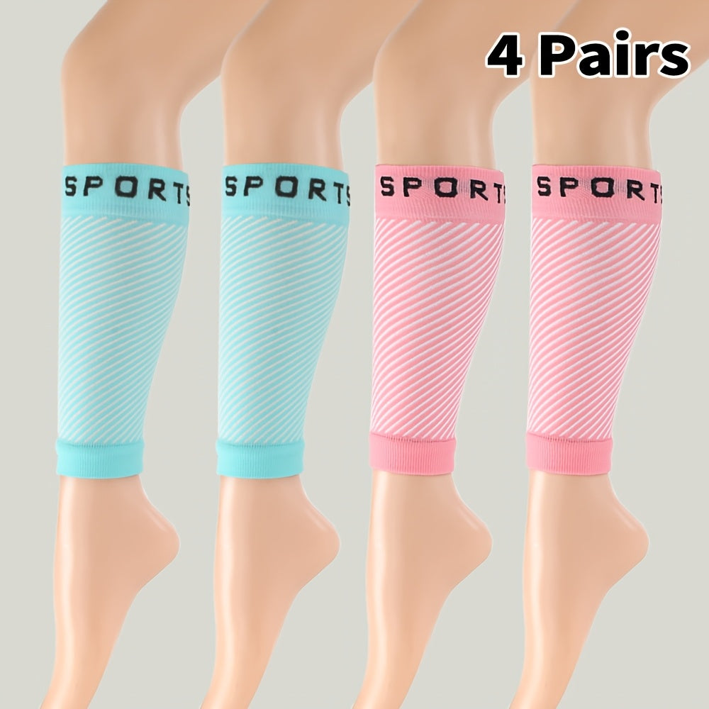 4 Pairs Womens Compression Sleeves Leg Warmers For Support