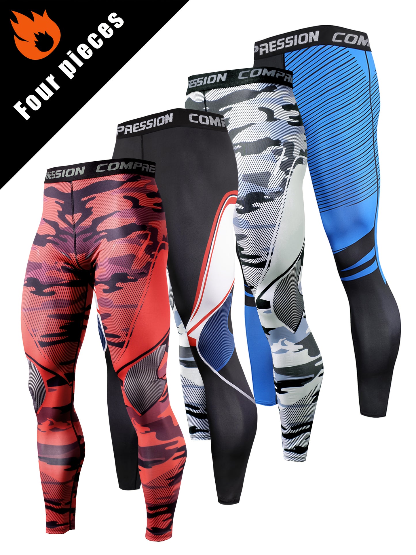 4pcs set of Men's sports leggings