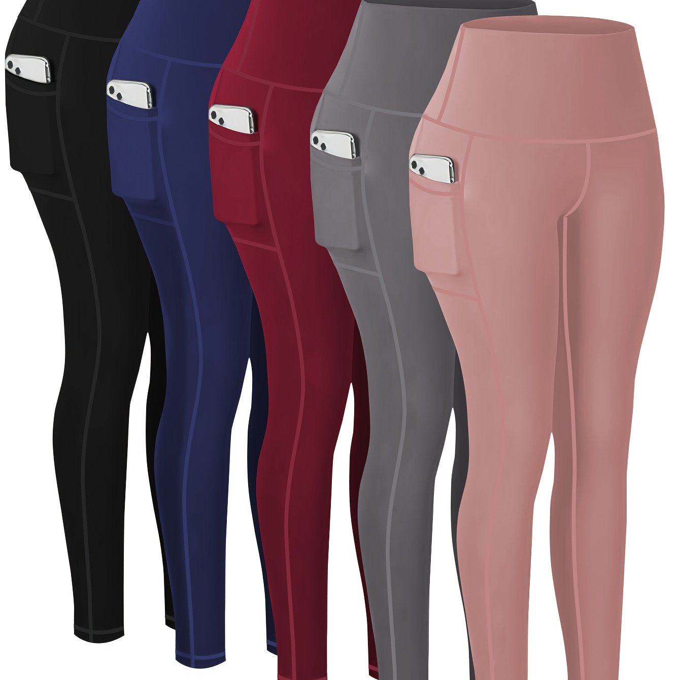 5-Pack Plus Size Sports Leggings For Women,