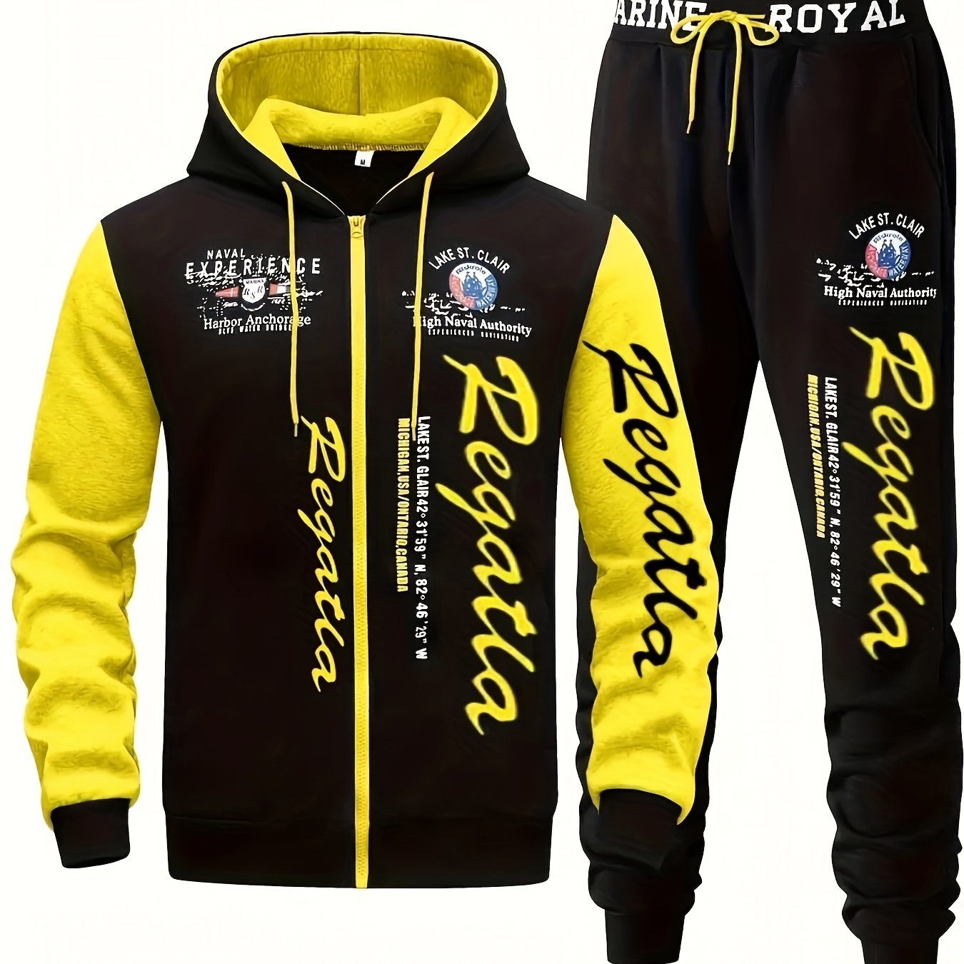 Men's Hooded Letter Printed Sportswear Set,