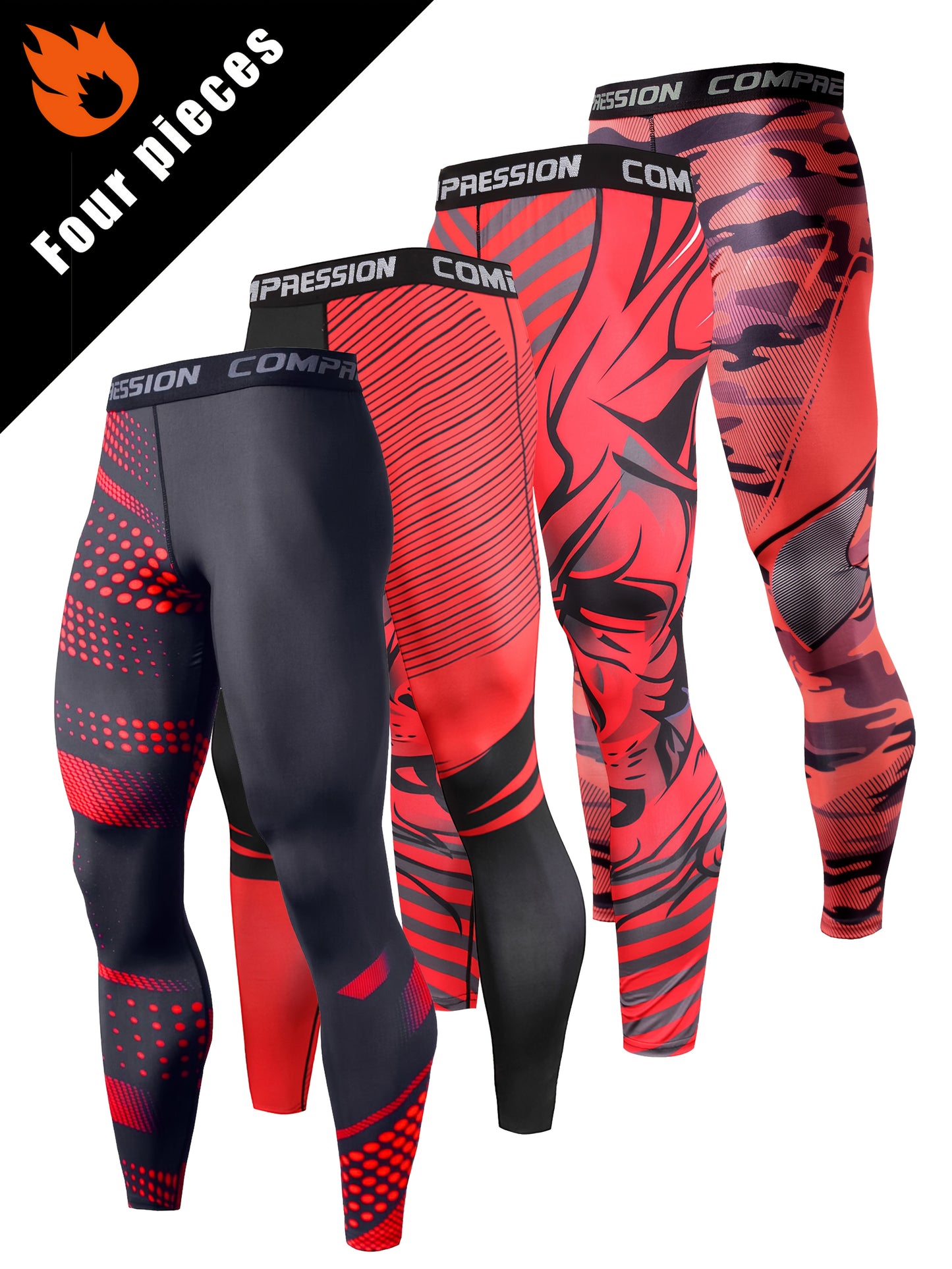 4pcs set of Men's sports leggings