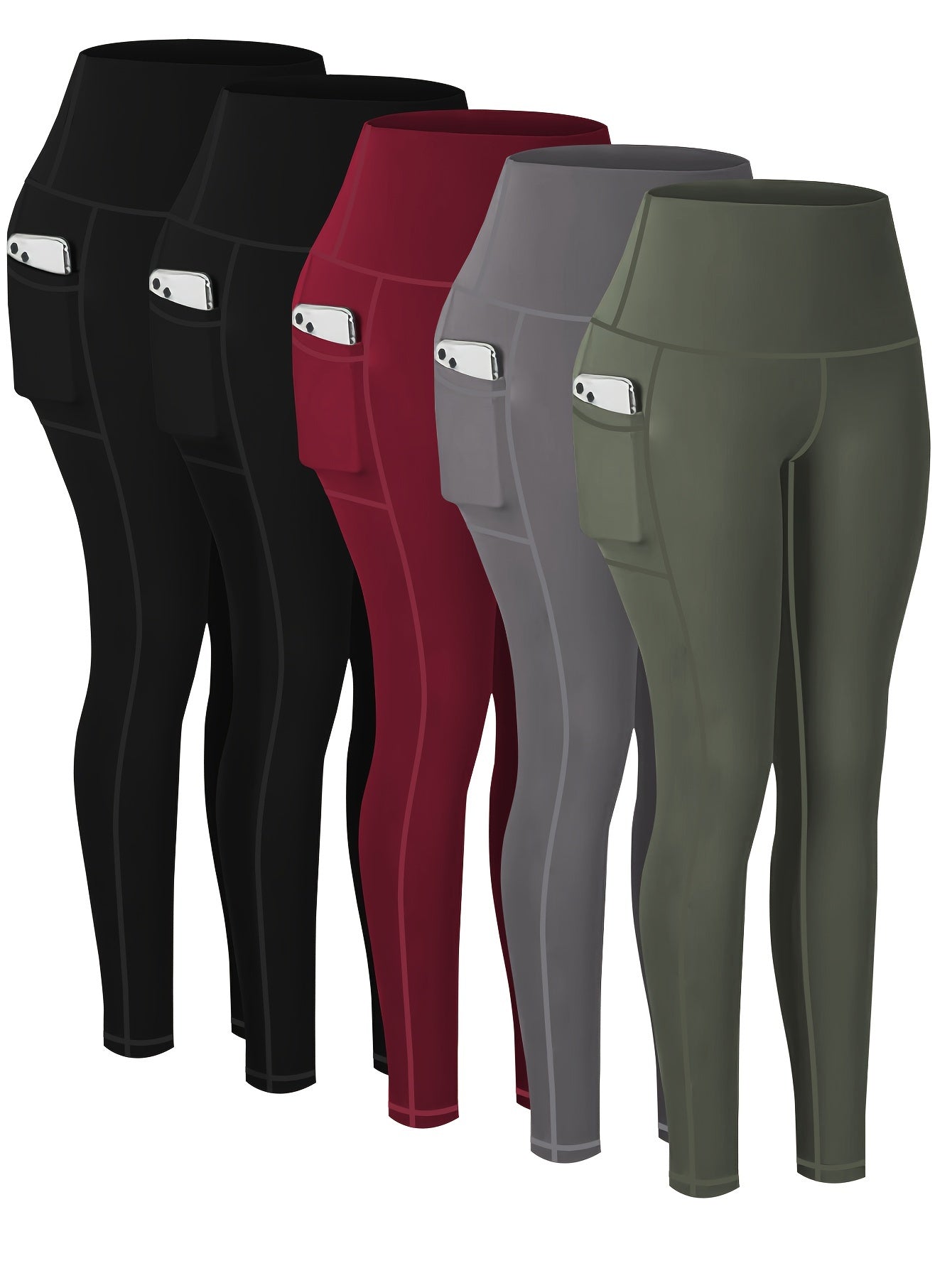 5-Pack Plus Size Sports Leggings For Women,