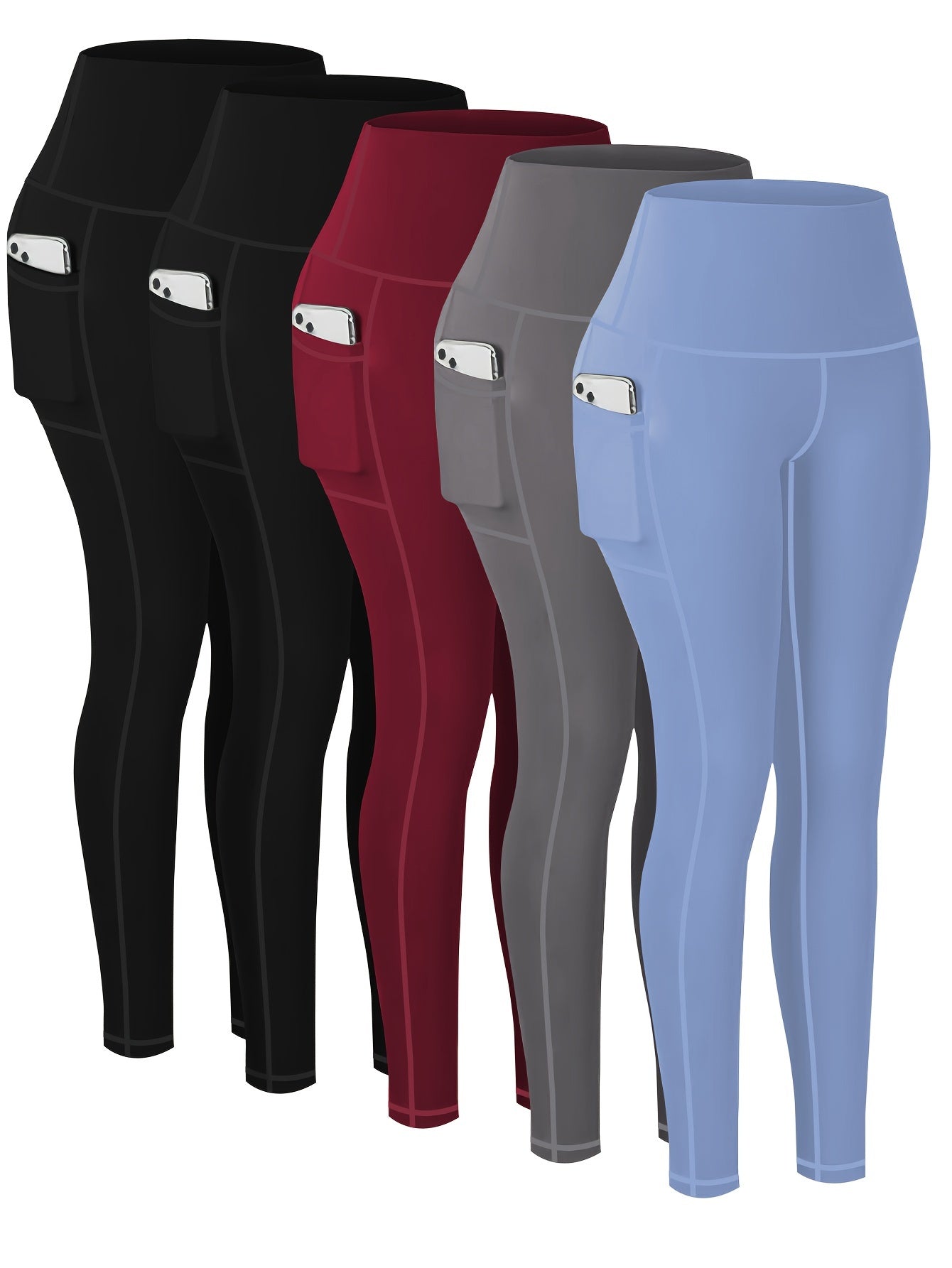 5-Pack Plus Size Sports Leggings For Women,