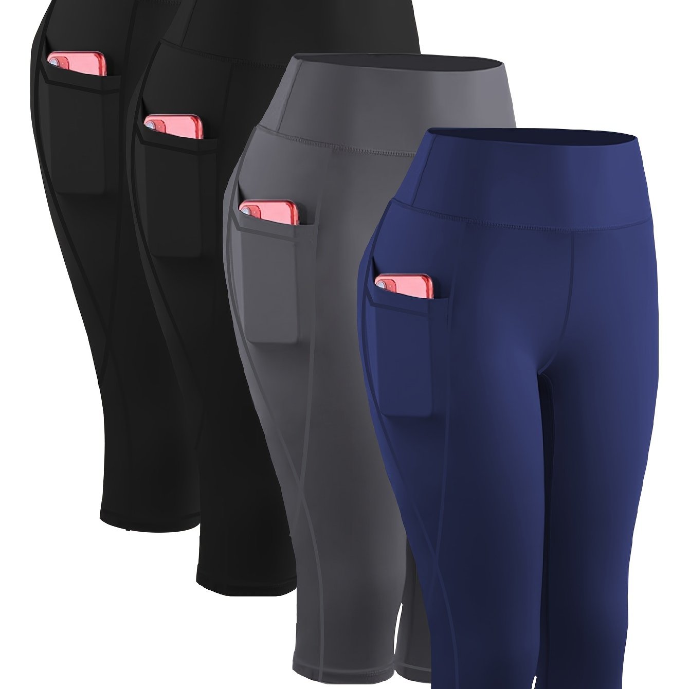 Plus-Size Women's High-Waist Capri Yoga Leggings With Pockets