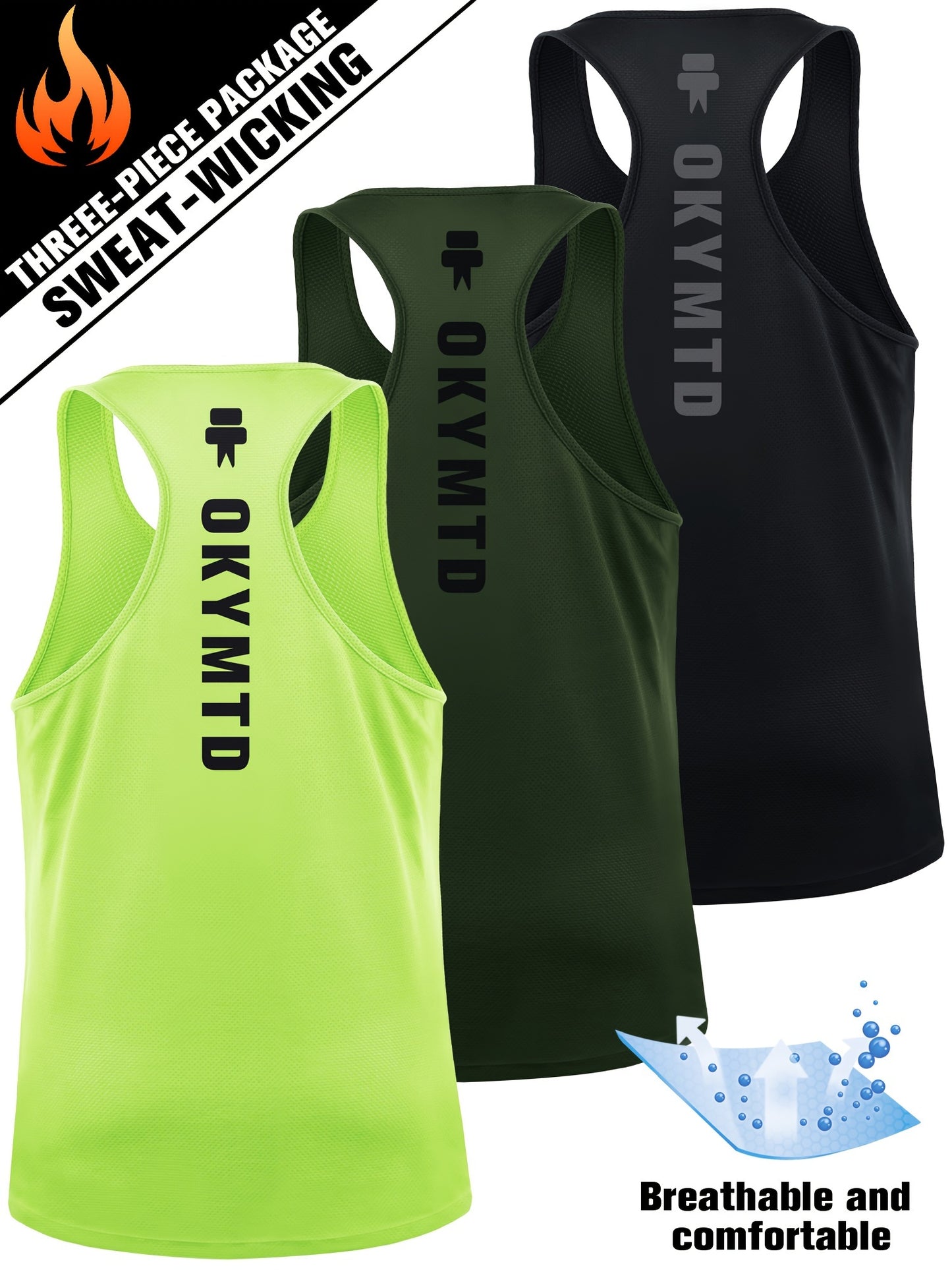 3pcs Quick Dry Men's Athletic Tank Tops