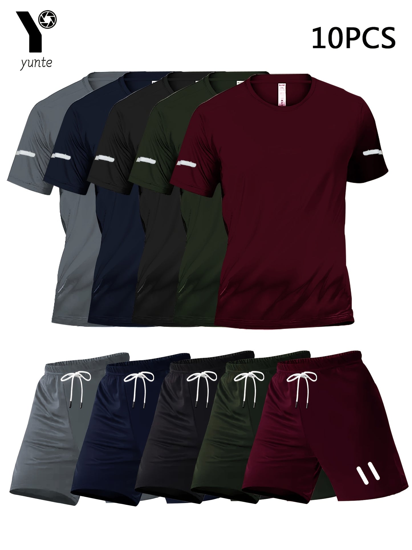 5-colors and 5-sets of 10pcs printed design Men's casual sports suit,