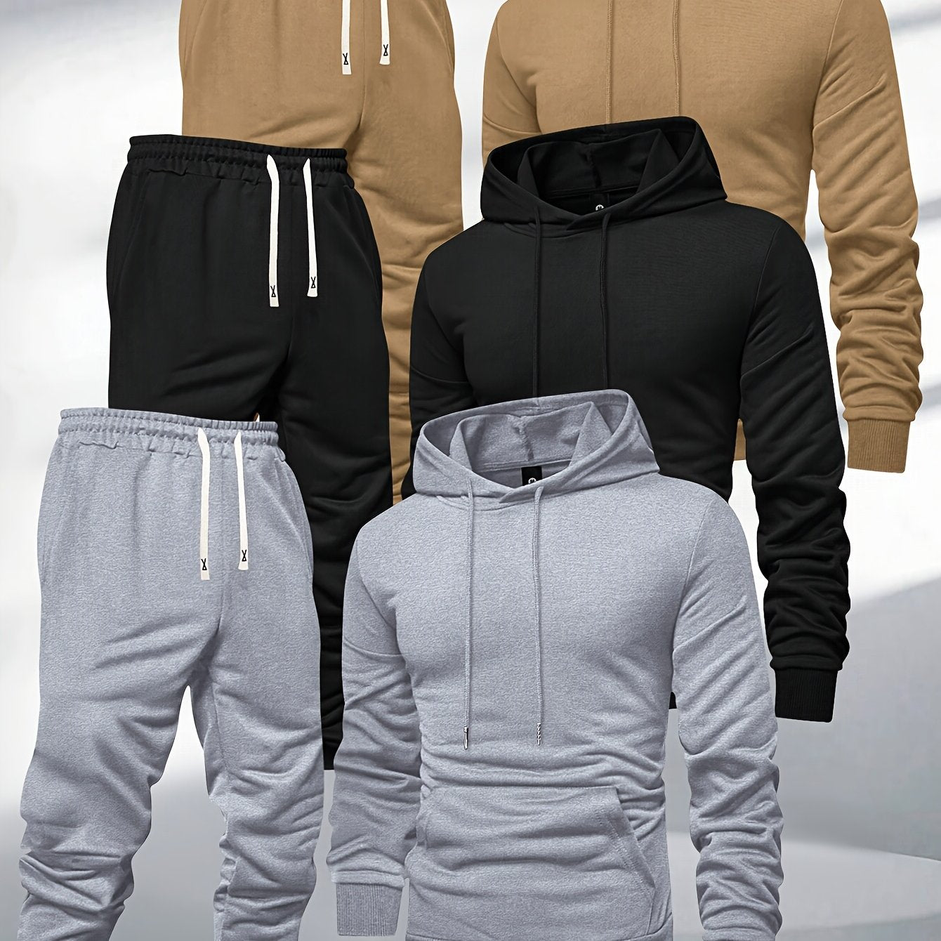 Men's Hooded Sweatshirt And Sweatpants Set 3-Piece