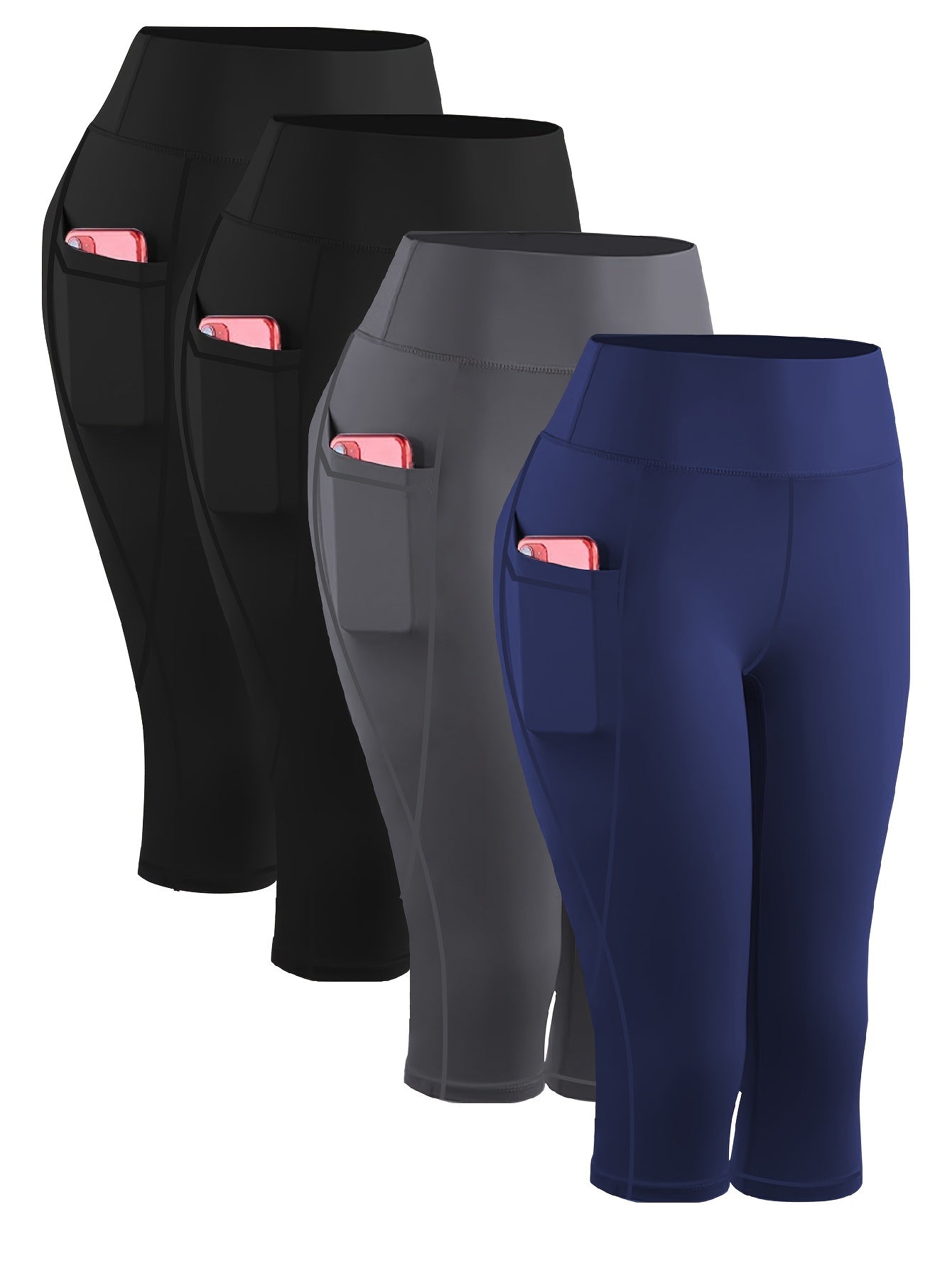 Plus-Size Women's High-Waist Capri Yoga Leggings With Pockets