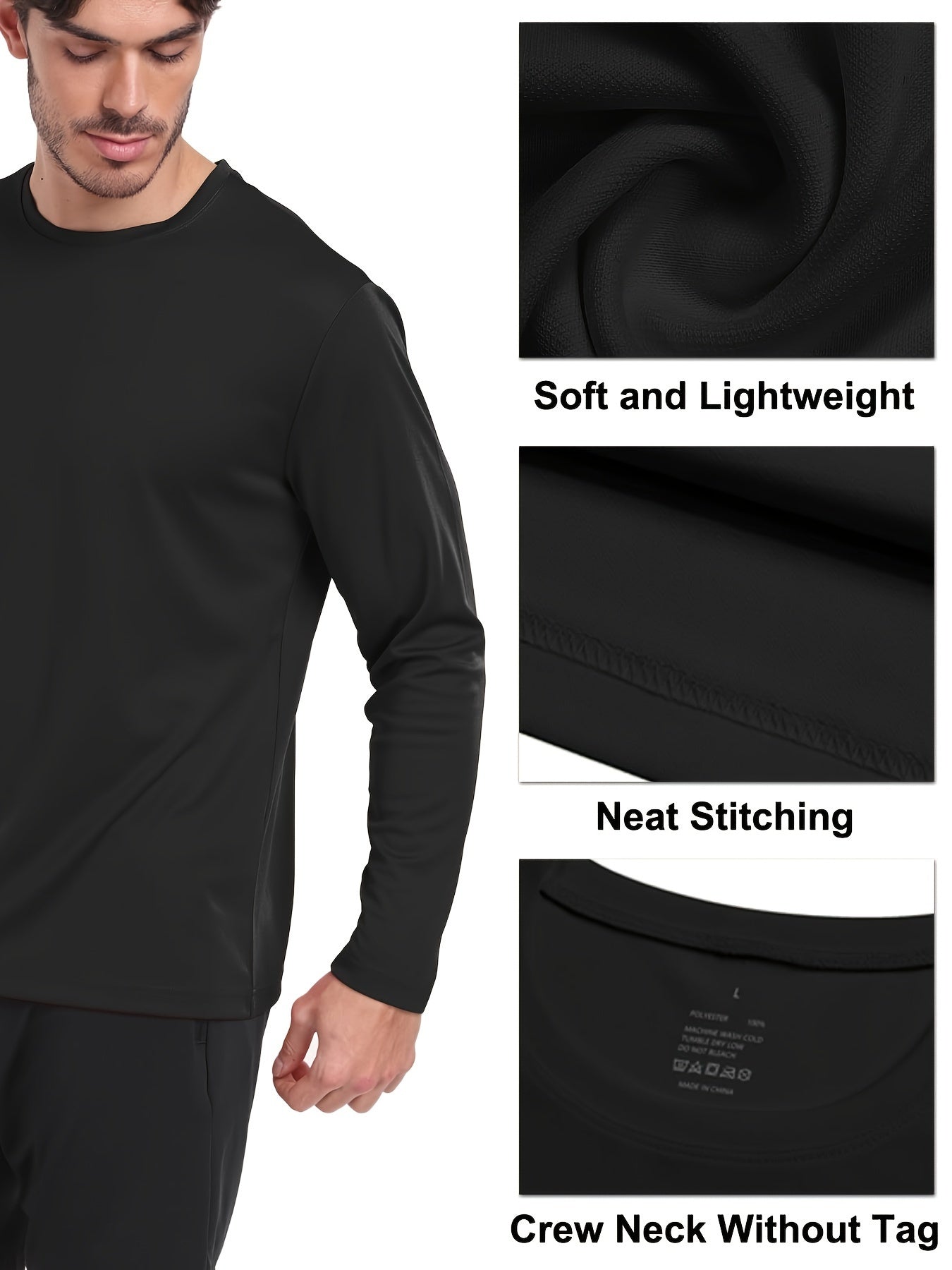 5pcs Men's Premium Quick-Dry Long Sleeve Athletic T-Shirts