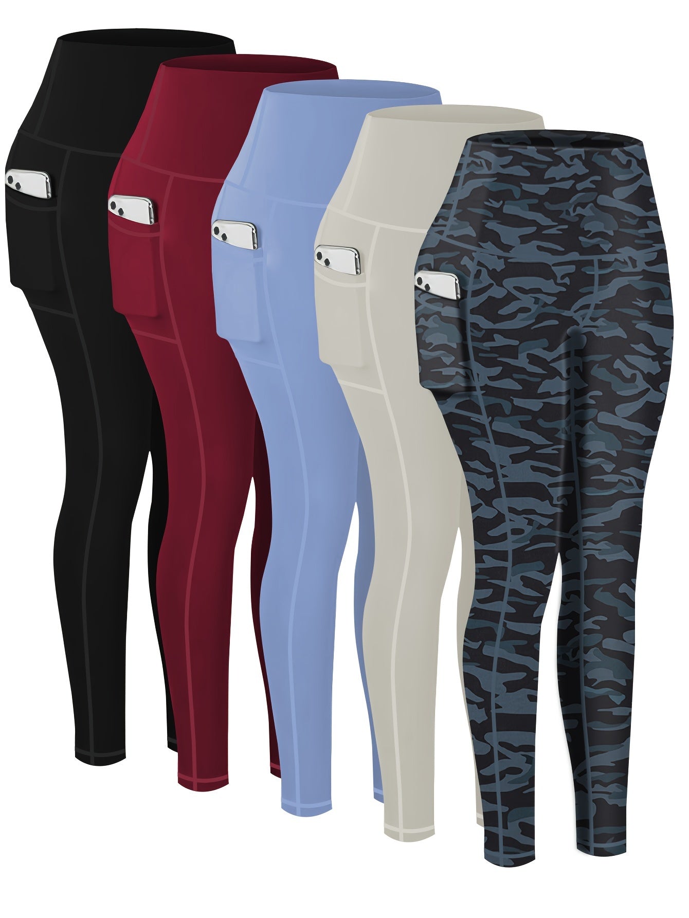 5-Pack Plus Size Sports Leggings For Women,