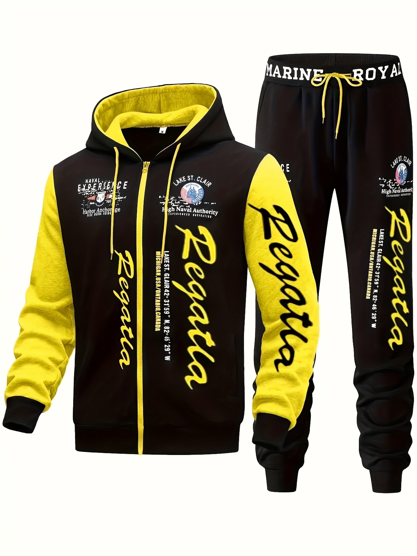 Men's Hooded Letter Printed Sportswear Set,