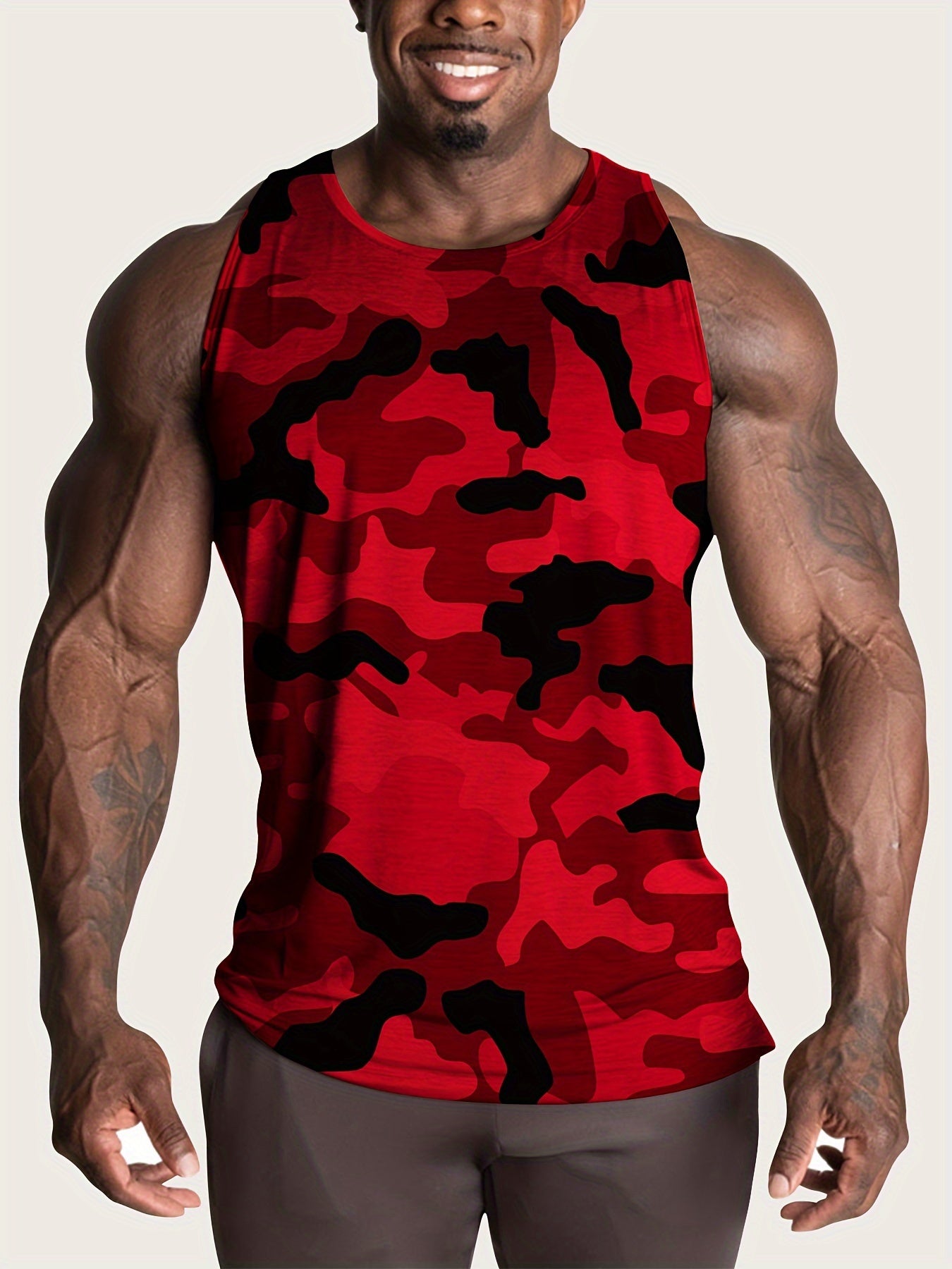 [4pcs Camo Tank Tops] 4pcs Plus Size Men's Camouflage Tank Tops