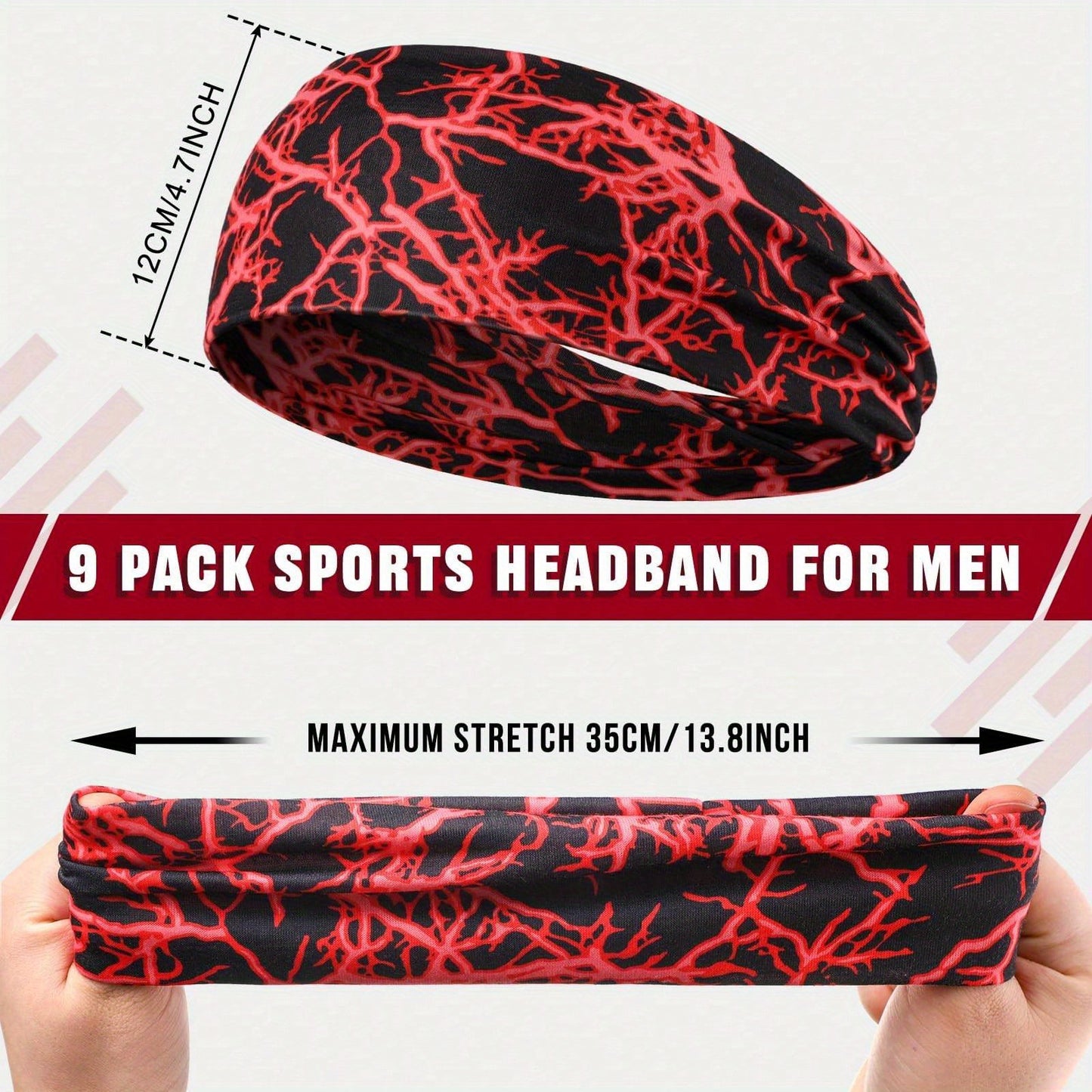 Men's Sweatbands For Workout, Sport Headbands, Durable Polyester