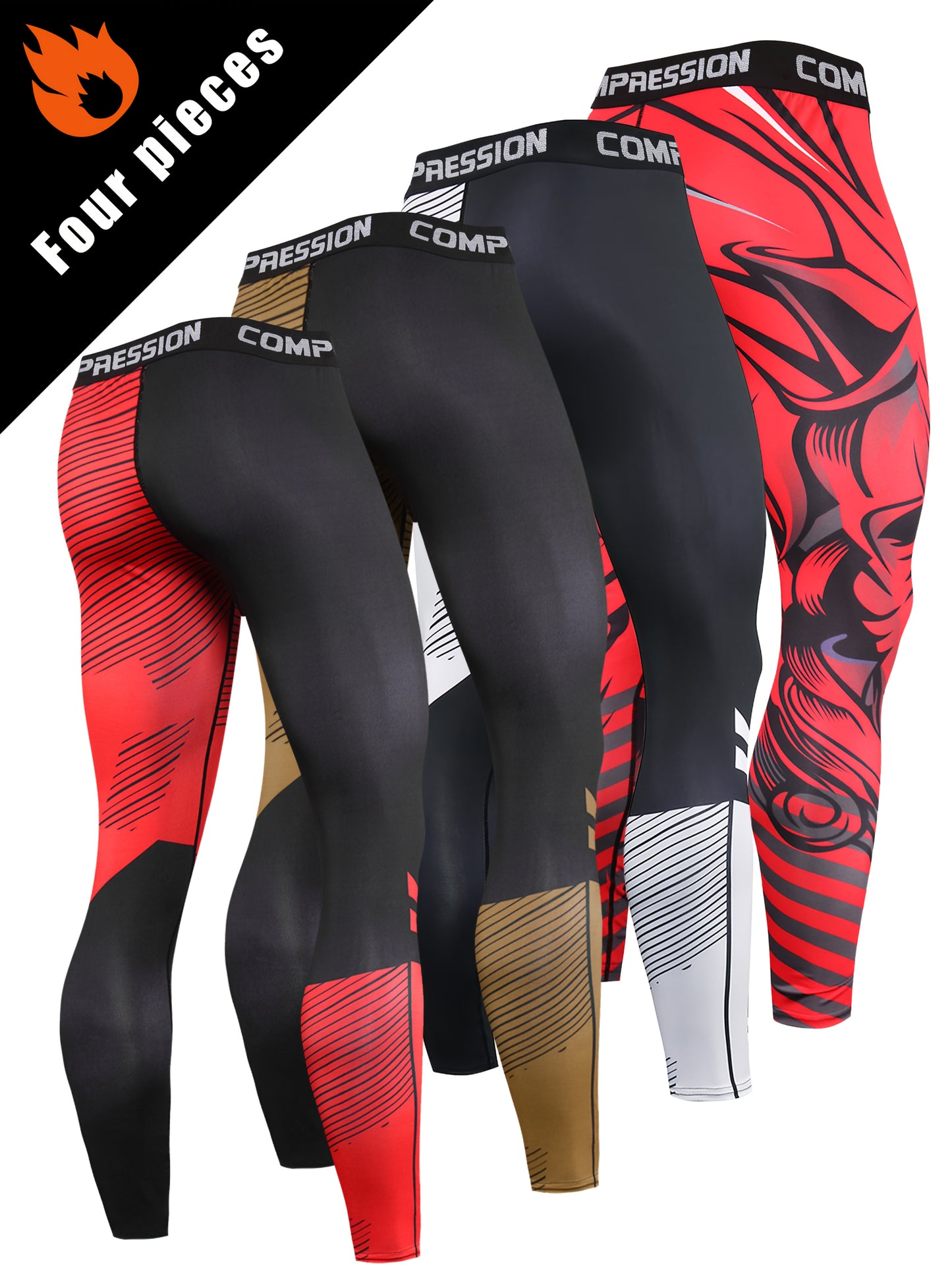 4pcs set of Men's sports leggings