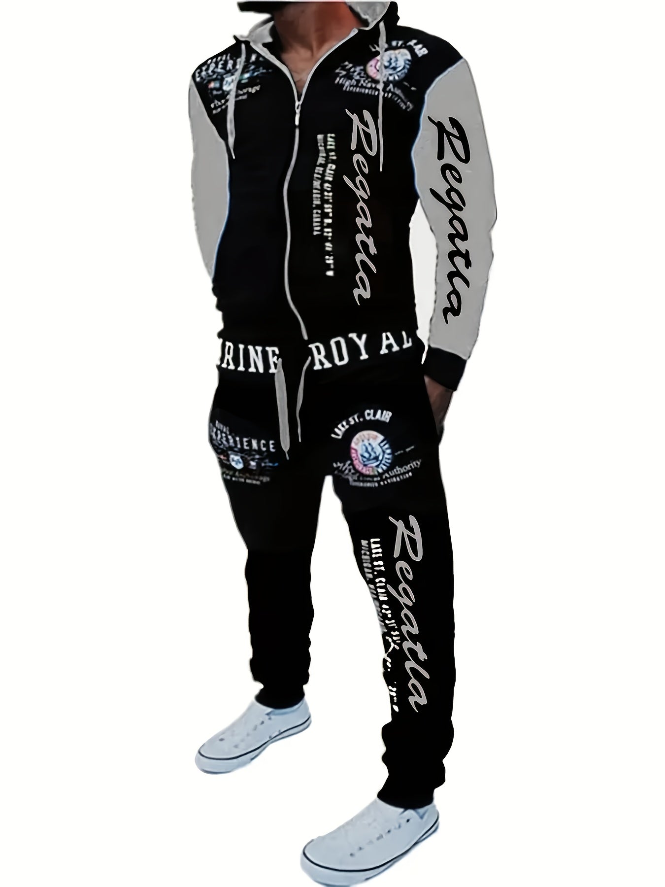 Men's Hooded Letter Printed Sportswear Set,