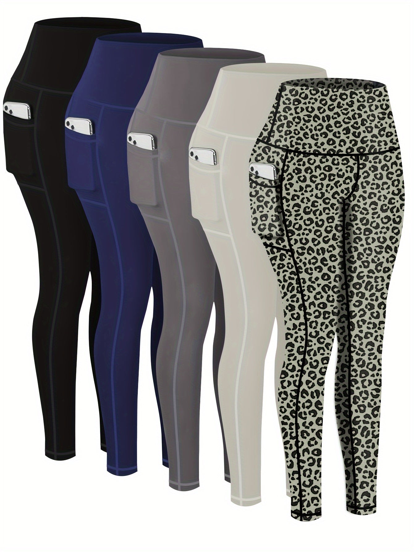 5-Pack Plus Size Sports Leggings For Women,