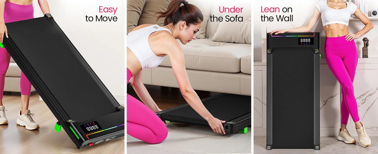 AKLUER 2-in-1 Walking-Running Pad Under-Desk Treadmill Equipped-With Adjustable Incline