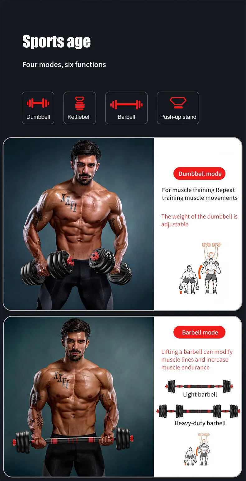 KBQ All-in-One 4-in-1 Adjustable Weight Dumbbell Set Twenty-Two-Pound Ergonomic-Grip