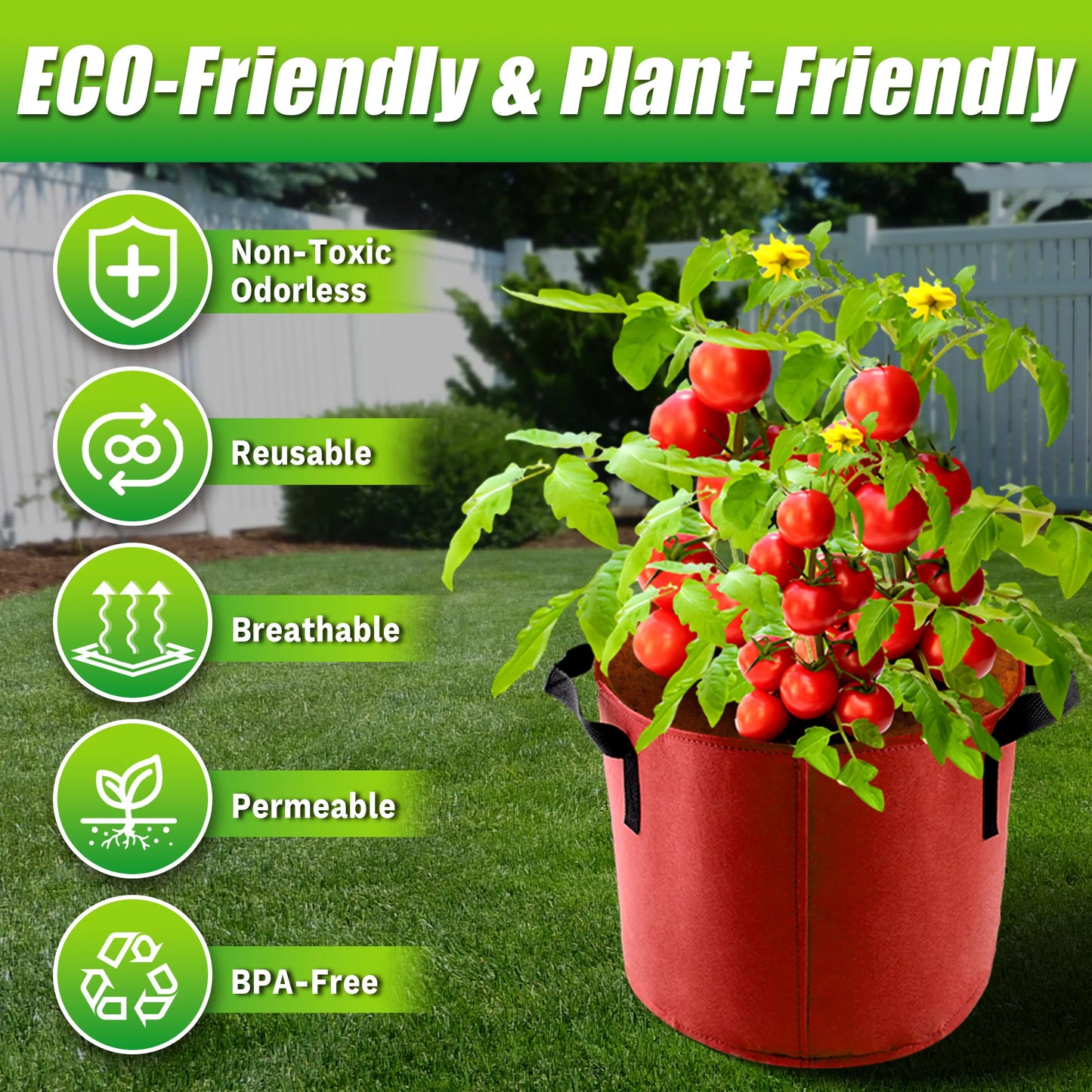 Colorful 5 Gallon Grow Bags 7 Pack for Garden Planting