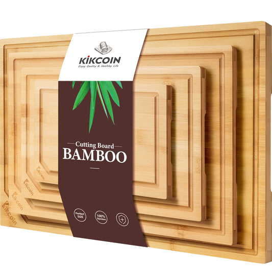 Extra Large Bamboo Cutting Board Set with Juice Groove