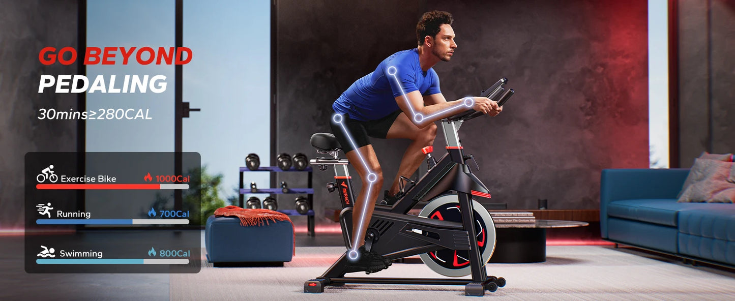 MERACH Exercise Bike Bluetooth Enabled Indoor Cycling Machine For Home Cardio Fitness