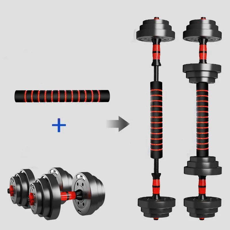 Adjustable Dumbbell To Barbell Set 5to44lbs For Home Gym StrengthAndEnduranceTraining
