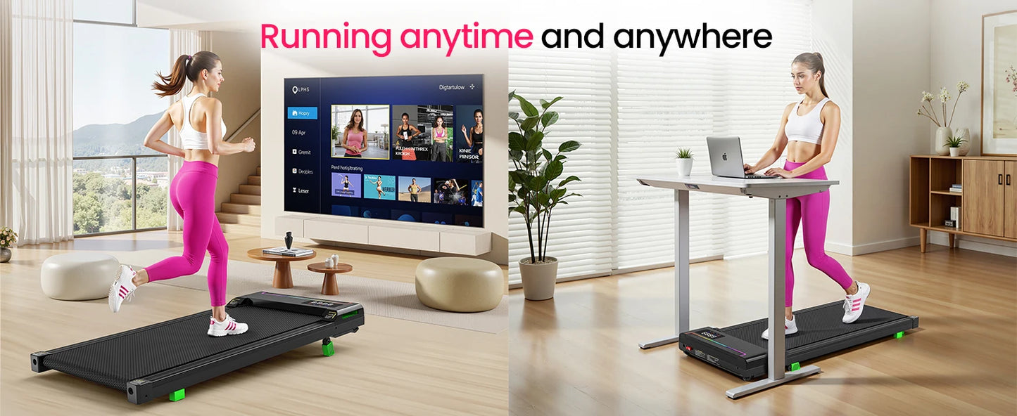 AKLUER 2-in-1 Walking-Running Pad Under-Desk Treadmill Equipped-With Adjustable Incline