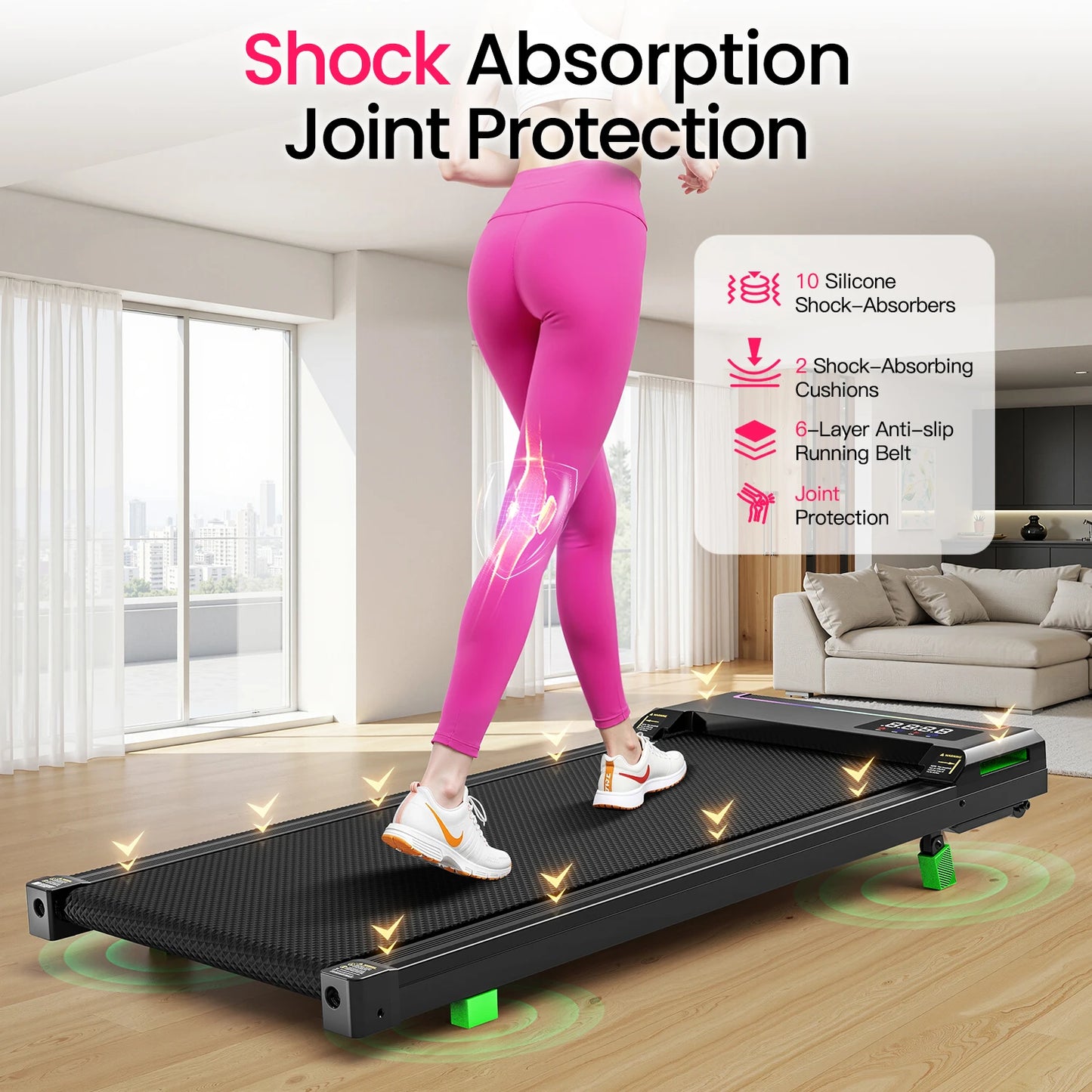 AKLUER 2-in-1 Walking-Running Pad Under-Desk Treadmill Equipped-With Adjustable Incline