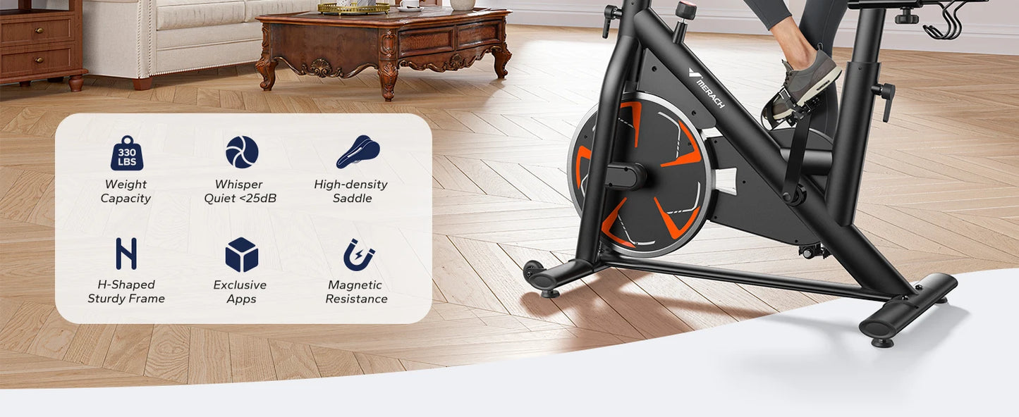 MERACH S36 Magnetic Indoor Cycling Bike For Home With Bluetooth And 16 Resistance Levels